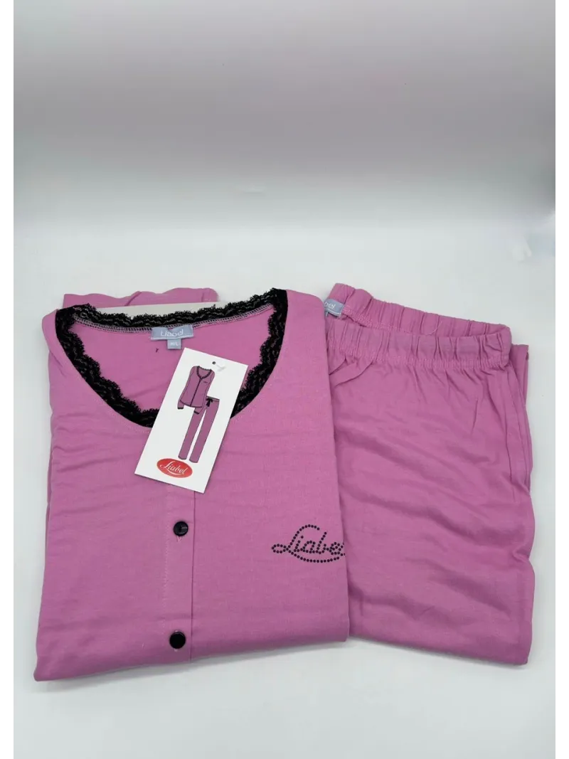 PIGIAMA DONNA LUNGO COTONE 100% APERTO AVANTI LIABEL 0PDE22