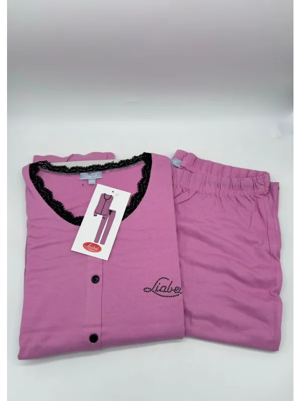 PIGIAMA DONNA LUNGO COTONE 100% APERTO AVANTI LIABEL 0PDE22