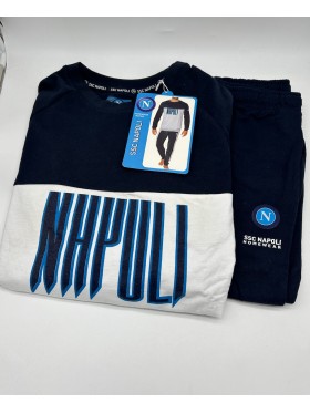 TUTA UOMO FRENCH TERRY GIRO COLLO MANICA LUNGA COTONE 100% ZERO&CO SSC NAPOLI NCF021