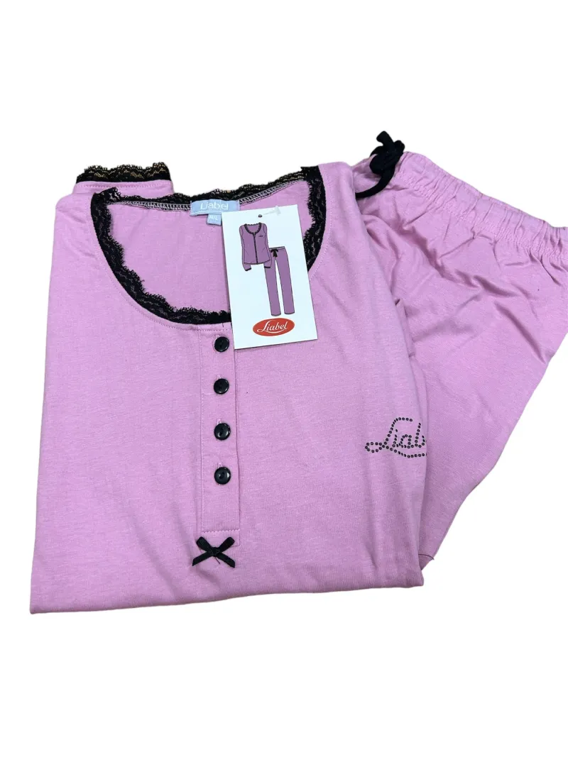 PIGIAMA DONNA LUNGO COTONE 100% 4 BOTTONI LIABEL 0PDE23