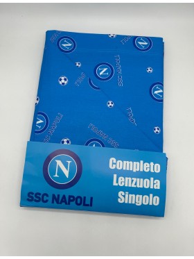 COMPLETO LENZUOLA LETTO SINGOLO COTONE 100% MADE IN ITALY SSC NAPOLI 955