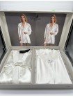 PARURE DUE CAPI DONNA SPOSA KIMONO + CAMICIA DA NOTTE IN PIZZO PURO RASO MADE IN ITALY ANDRA LINGERIE 4011