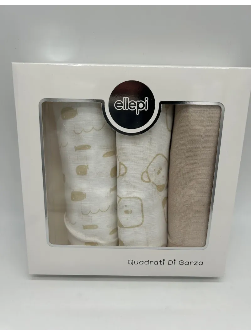 Vendita QUADRATI COTONE GARZA NEONATO 3 PEZZI MELANIE