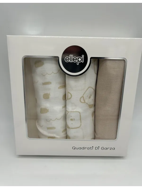 Vendita QUADRATI COTONE GARZA NEONATO 3 PEZZI MELANIE