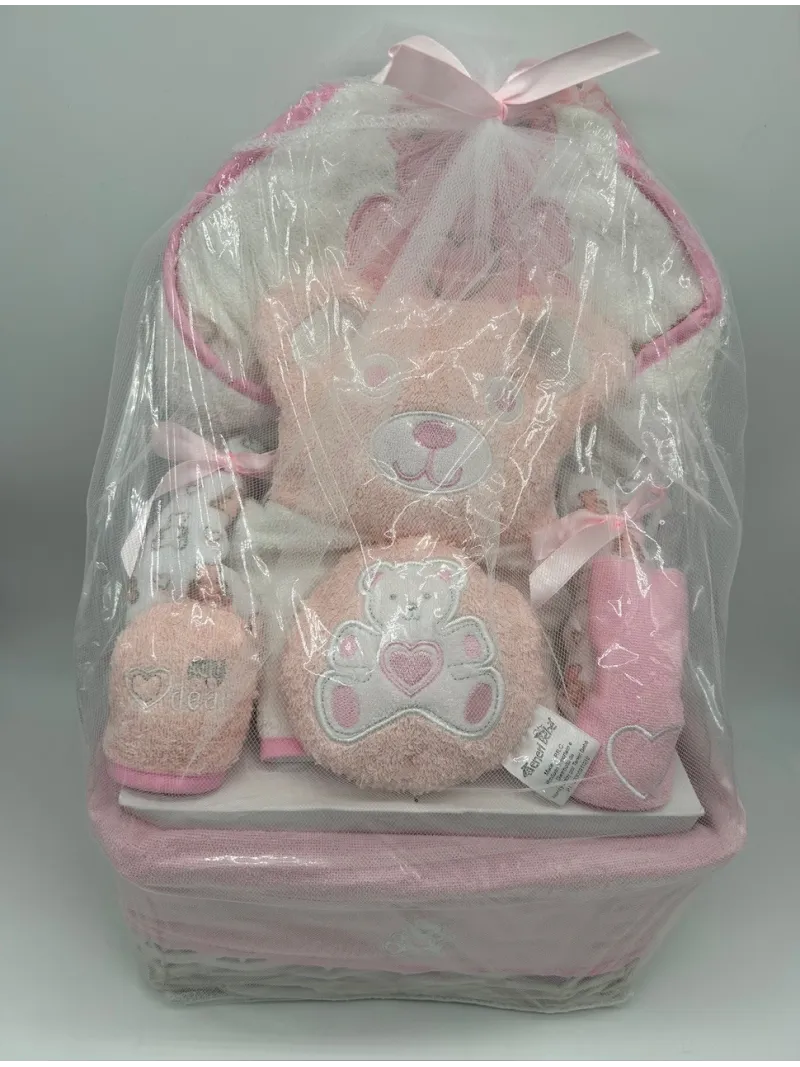 CESTO REGALO IN VIMINI 8 PEZZI NEONATO NEONATA TENERI BEBE' 1860