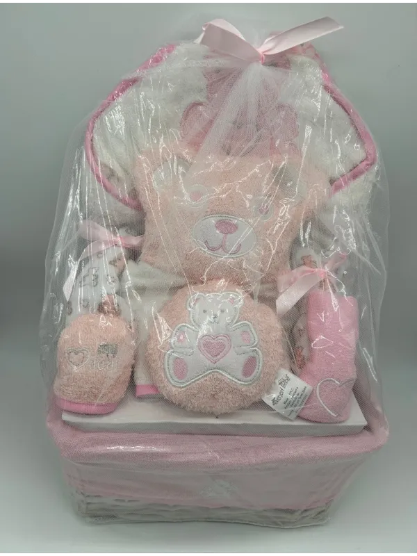 CESTO REGALO IN VIMINI 8 PEZZI NEONATO NEONATA TENERI BEBE' 1860