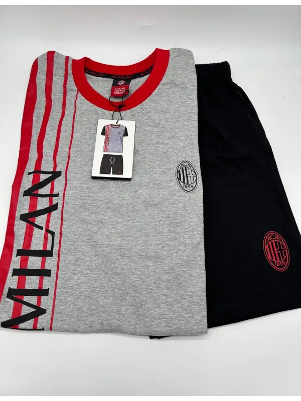 Acquista ora PIGIAMA COMPLETO RAGAZZO SOTTUOMO COTONE 100% MEZZA MANICA PANTALONCINO COLLEZIONE 2025 HERMET AC MILAN PGCMJ202035