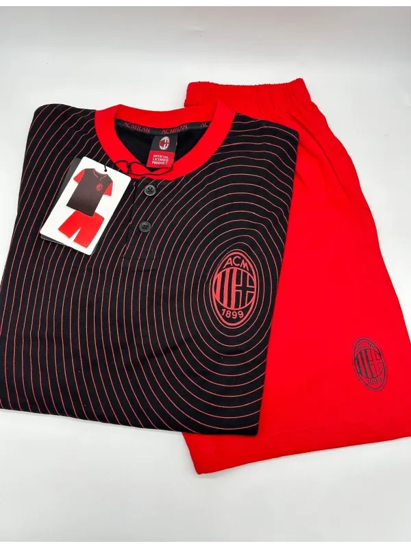 Acquista ora PIGIAMA UOMO COTONE 100% MEZZA MANICA PANTALONCINO COLLEZIONE 2025 HERMET AC MILAN PGCMJ102030 su nonsolointimo1994