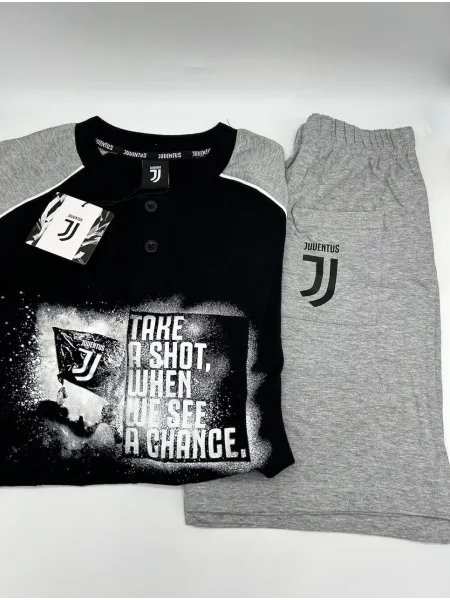 PIGIAMA UOMO COTONE 100% MEZZA MANICA PANTALONCINO SICEM FC JUVENTUS b2ju14091