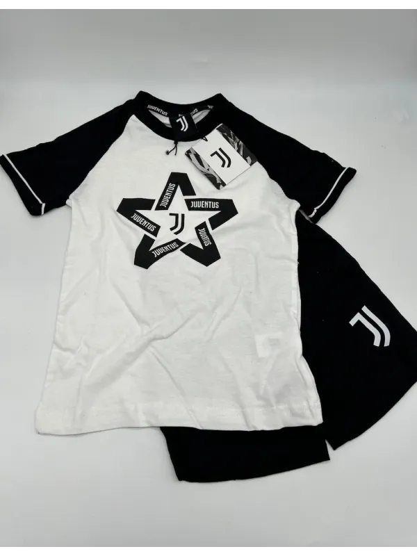 PIGIAMA BAMBINO COTONE 100% MEZZA MANICA PANTALONCINO SICEM FC JUVENTUS b2ju16091