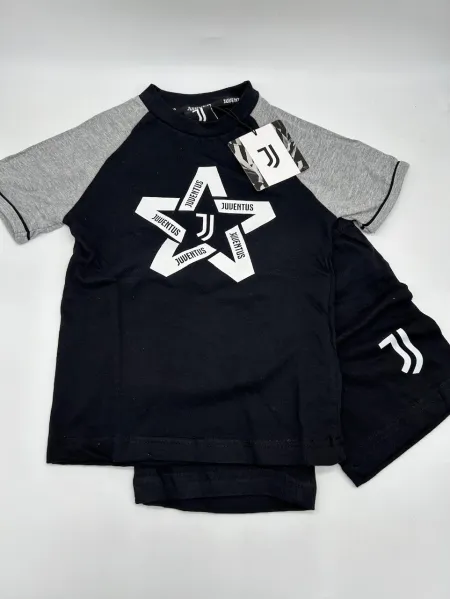 PIGIAMA BAMBINO COTONE 100% MEZZA MANICA PANTALONCINO SICEM FC JUVENTUS b2ju16091 2