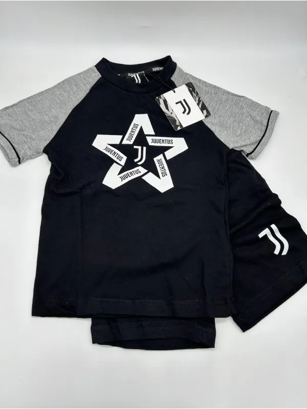 PIGIAMA BAMBINO COTONE 100% MEZZA MANICA PANTALONCINO SICEM FC JUVENTUS b2ju16091