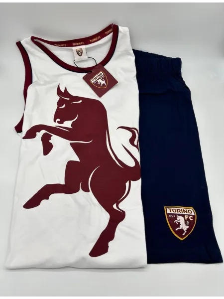 Acquista ora PIGIAMA COMPLETO UOMO COTONE 100% CANOTTA PANTALONCINO SICEM TORINO FC B2TO14077 su nonsolointimo1994.com 2