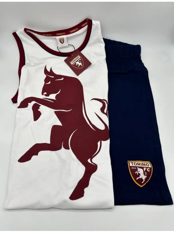 Acquista ora PIGIAMA COMPLETO UOMO COTONE 100% CANOTTA PANTALONCINO SICEM TORINO FC B2TO14077 su nonsolointimo1994.com