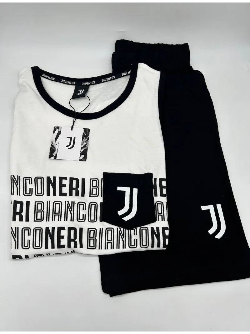 Acquista ora PIGIAMA COMPLETO UOMO COTONE 100% CANOTTA PANTALONCINO SICEM FC JUVENTUS B2JU14122 su nonsolointimo1994.com