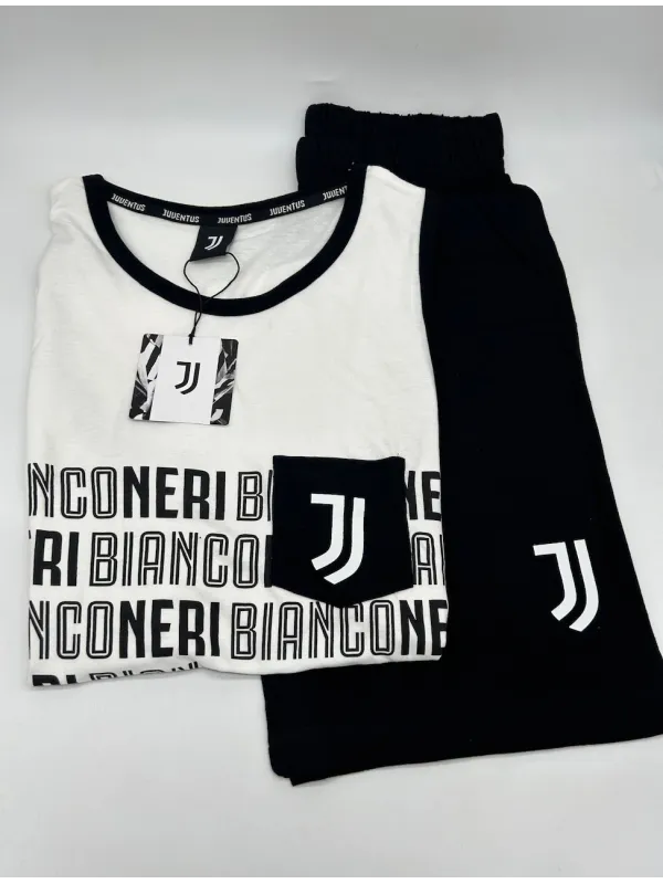 Acquista ora PIGIAMA COMPLETO UOMO COTONE 100% CANOTTA PANTALONCINO SICEM FC JUVENTUS B2JU14122 su nonsolointimo1994.com