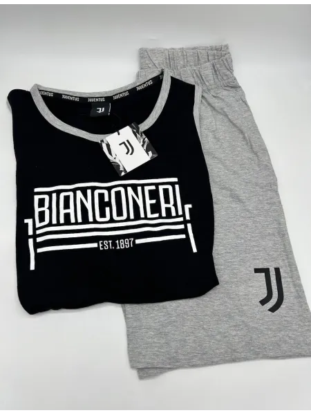 Acquista ora PIGIAMA COMPLETO UOMO COTONE 100% CANOTTA PANTALONCINO SICEM FC JUVENTUS B2JU14122 su nonsolointimo1994.com 2