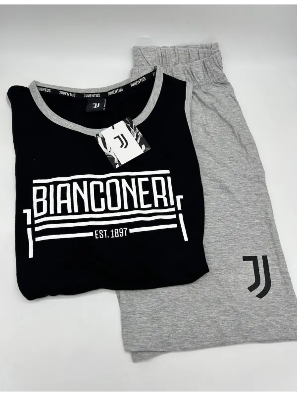 Acquista ora PIGIAMA COMPLETO UOMO COTONE 100% CANOTTA PANTALONCINO SICEM FC JUVENTUS B2JU14122 su nonsolointimo1994.com
