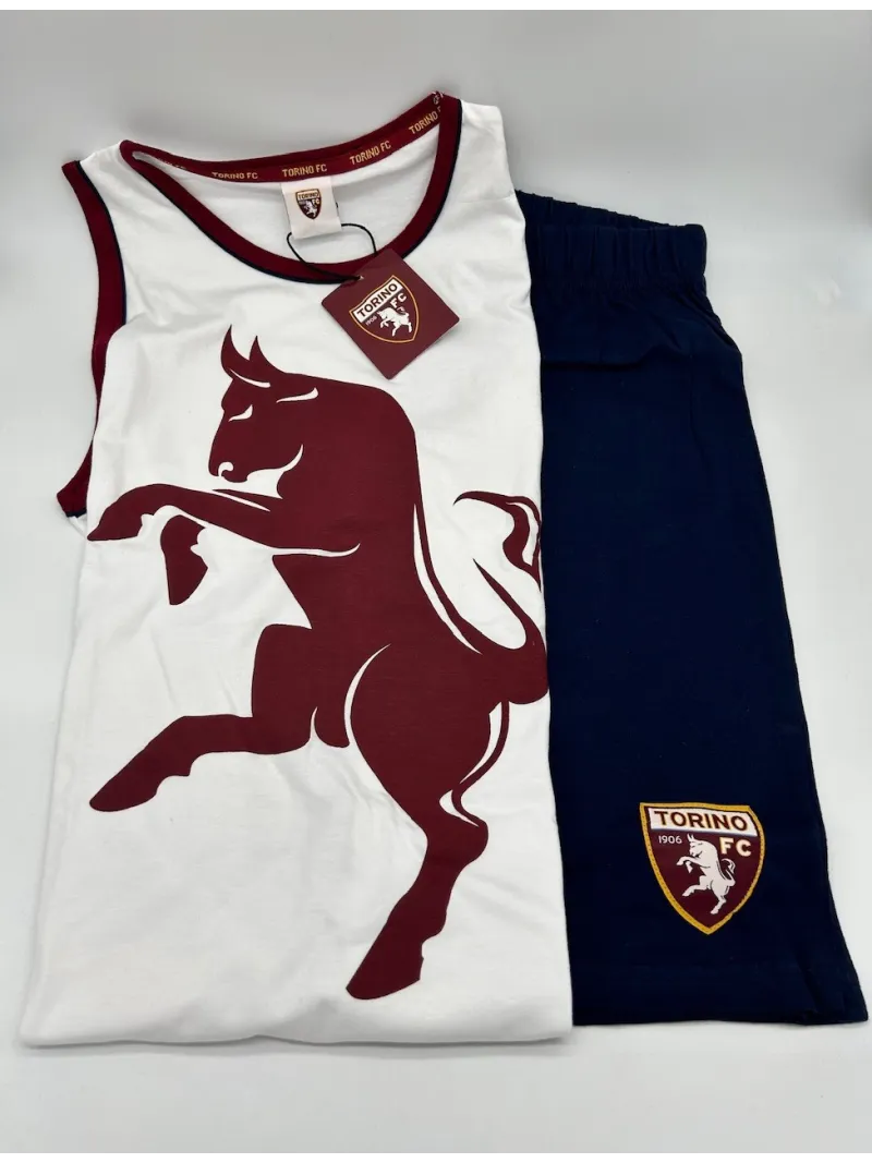 Acquista ora PIGIAMA COMPLETO RAGAZZO SOTTUOMO COTONE 100% CANOTTA PANTALONCINO SICEM TORINO FC B2TO15077 su nonsolointimo1994.c