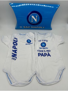 2 BODY NEONATO COTONE 100% MEZZA MANICA ZERO&CO. SSC NAPOLI byn01