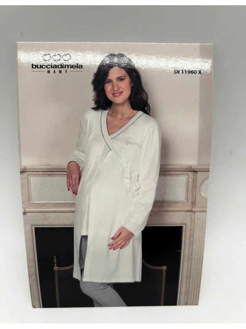 VESTAGLIA CLINICA DONNA MANICA LUNGA CALDO COTONE PREMAMAN BUCCIA DI MELA DI11960X