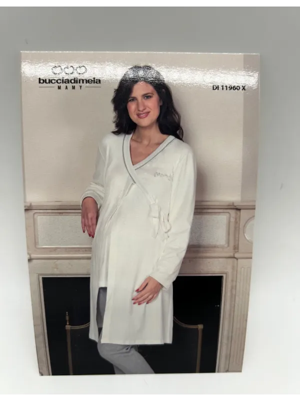 VESTAGLIA CLINICA DONNA MANICA LUNGA CALDO COTONE PREMAMAN BUCCIA DI MELA DI11960X