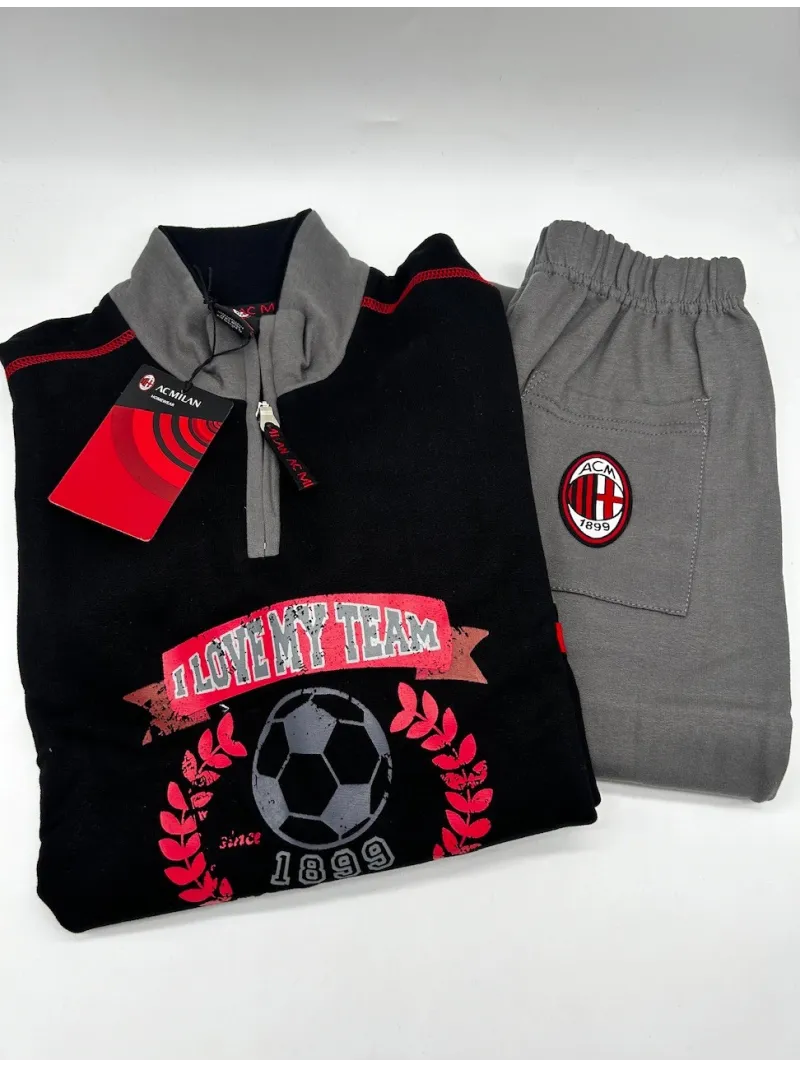Acquista ora TUTA RAGAZZO SOTTUOMO FELPA MEZZA ZIP SICEM AC MILAN MI15069 su nonsolointimo1994.com
