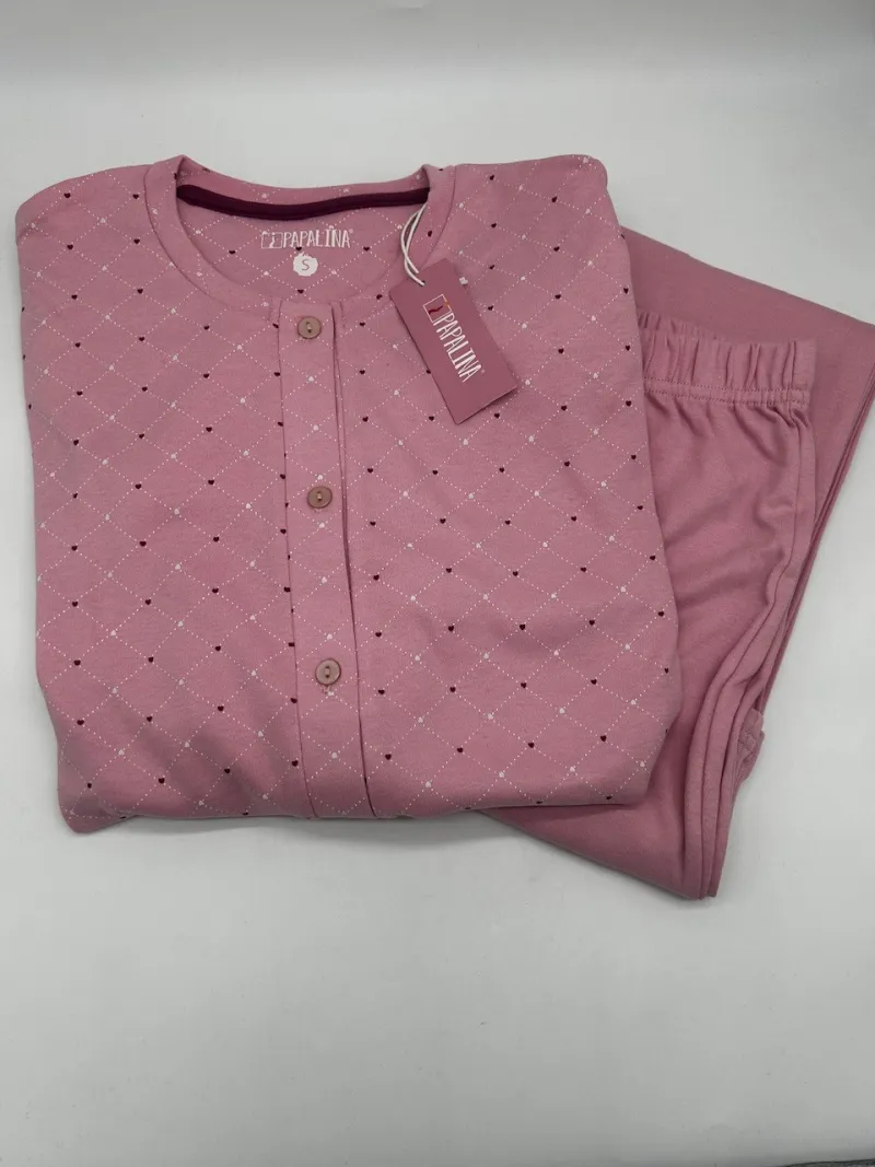 PIGIAMA DONNA LUNGO CALDO COTONE APERTO AVANTI PAPALINA PD1352