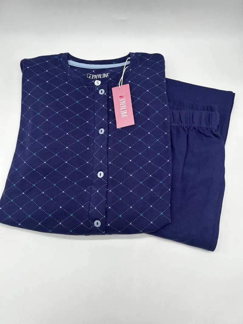 PIGIAMA DONNA LUNGO CALDO COTONE APERTO AVANTI PAPALINA PD1352