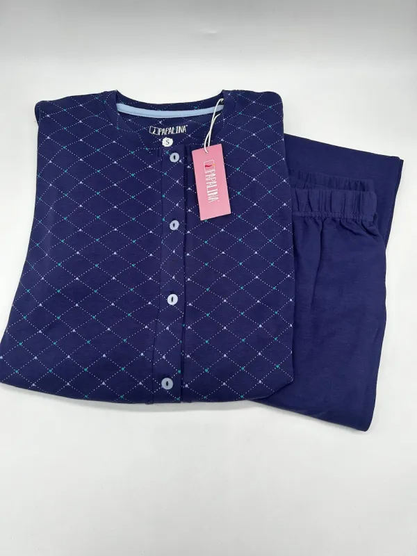 PIGIAMA DONNA LUNGO CALDO COTONE APERTO AVANTI PAPALINA PD1352