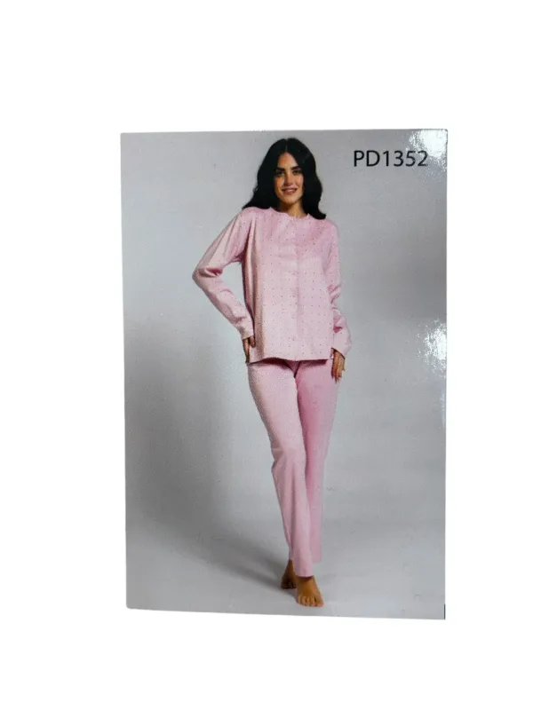 PIGIAMA DONNA LUNGO CALDO COTONE APERTO AVANTI PAPALINA PD1352