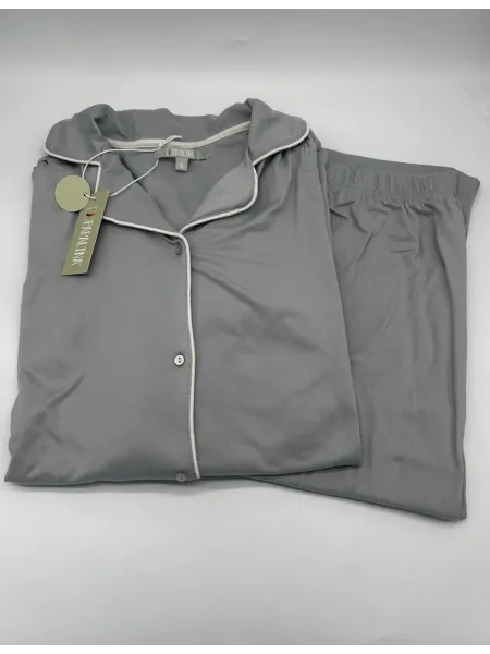 PIGIAMA DONNA LUNGO MICRO CALDO COTONE APERTO AVANTI CON TAGLIO A COLLETTO PAPALINA PD1405 2