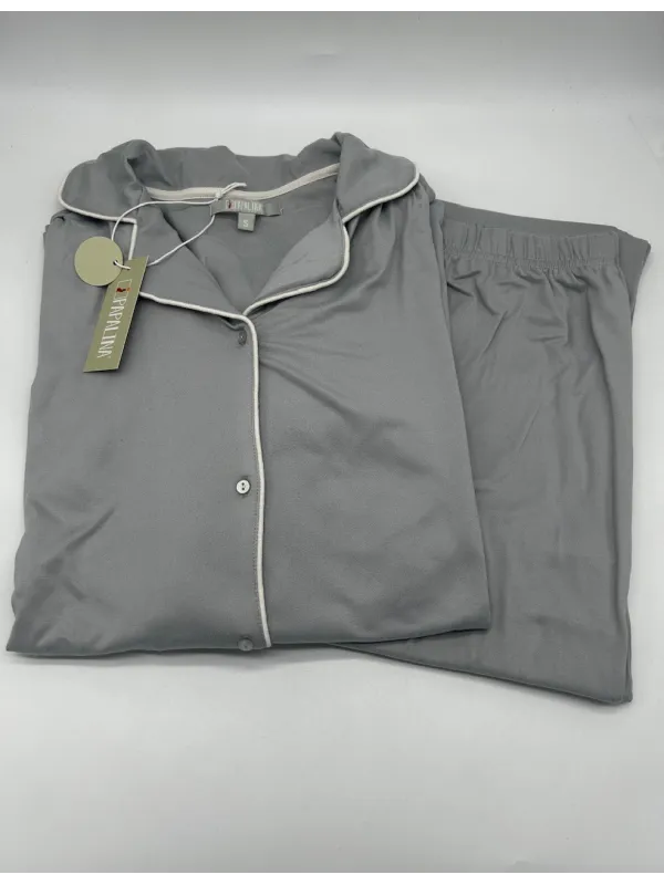 PIGIAMA DONNA LUNGO MICRO CALDO COTONE APERTO AVANTI CON TAGLIO A COLLETTO PAPALINA PD1405