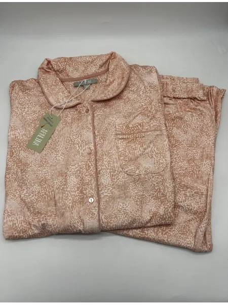 PIGIAMA DONNA LUNGO MICRO CALDO COTONE APERTO AVANTI CON TAGLIO A COLLETTO PAPALINA PD1347 2