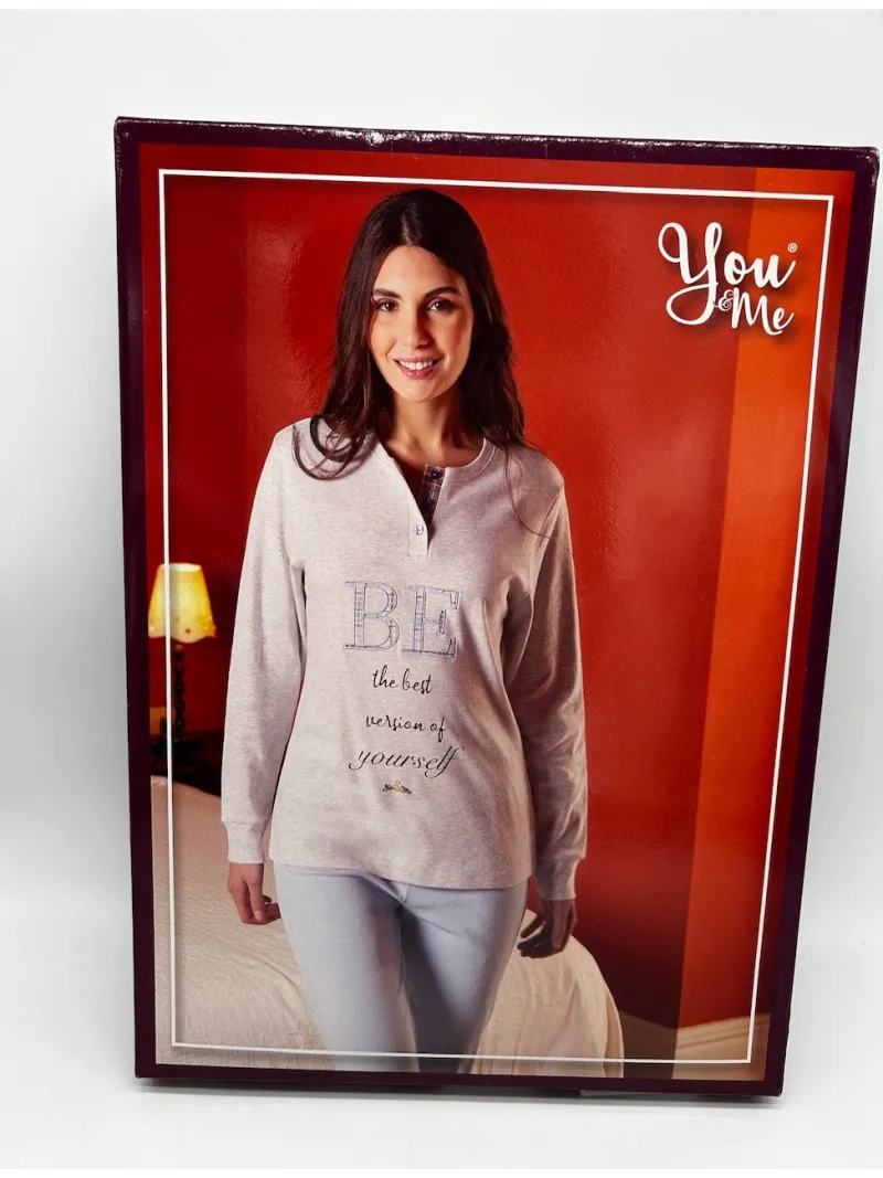 PIGIAMA DONNA LUNGO CALDO COTONE YOU & ME by Irge YMI613