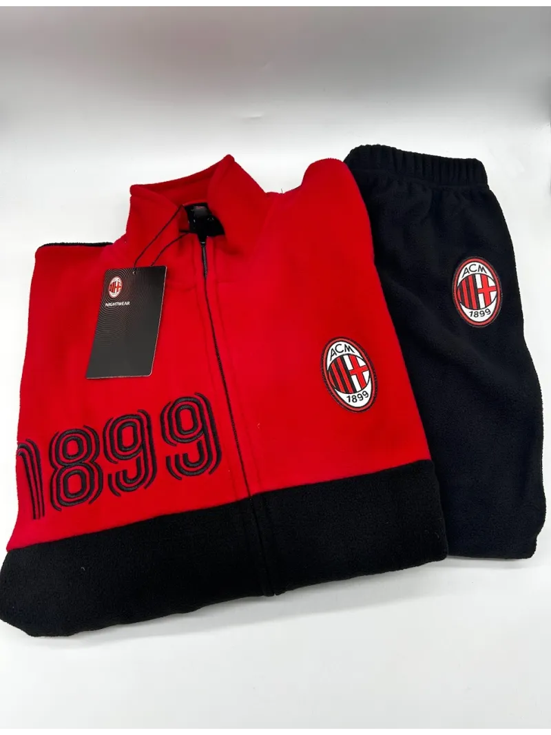 Acquista ora PIGIAMA TUTA UOMO PILE MEZZA ZIP E FULL ZIP COLLECTION 2025-2026 HERMET AC MILAN PIGMP101030 su nonsolointimo1994.c