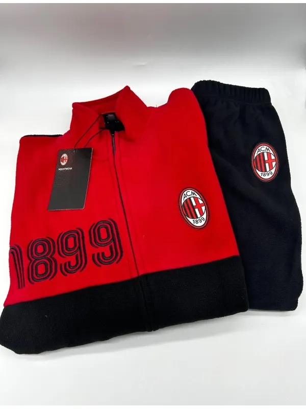 Acquista ora PIGIAMA TUTA UOMO PILE MEZZA ZIP E FULL ZIP COLLECTION 2025-2026 HERMET AC MILAN PIGMP101030 su nonsolointimo1994.c