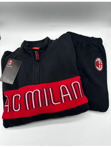 Acquista ora PIGIAMA TUTA UOMO PILE MEZZA ZIP E FULL ZIP COLLECTION 2025-2026 HERMET AC MILAN PIGMP101030 su nonsolointimo1994.c 2