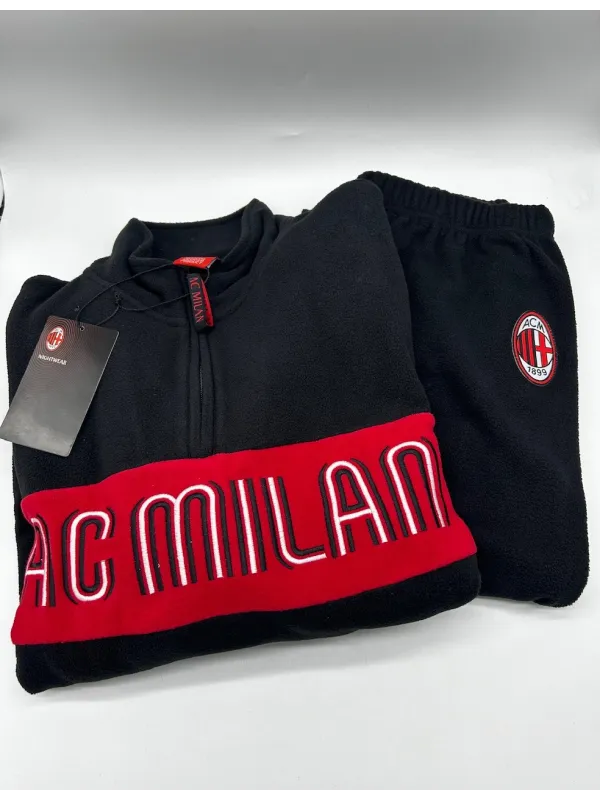 Acquista ora PIGIAMA TUTA UOMO PILE MEZZA ZIP E FULL ZIP COLLECTION 2025-2026 HERMET AC MILAN PIGMP101030 su nonsolointimo1994.c