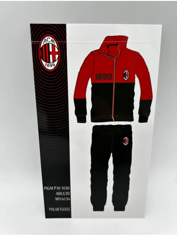 Acquista ora PIGIAMA TUTA UOMO PILE MEZZA ZIP E FULL ZIP COLLECTION 2025-2026 HERMET AC MILAN PIGMP101030 su nonsolointimo1994.c