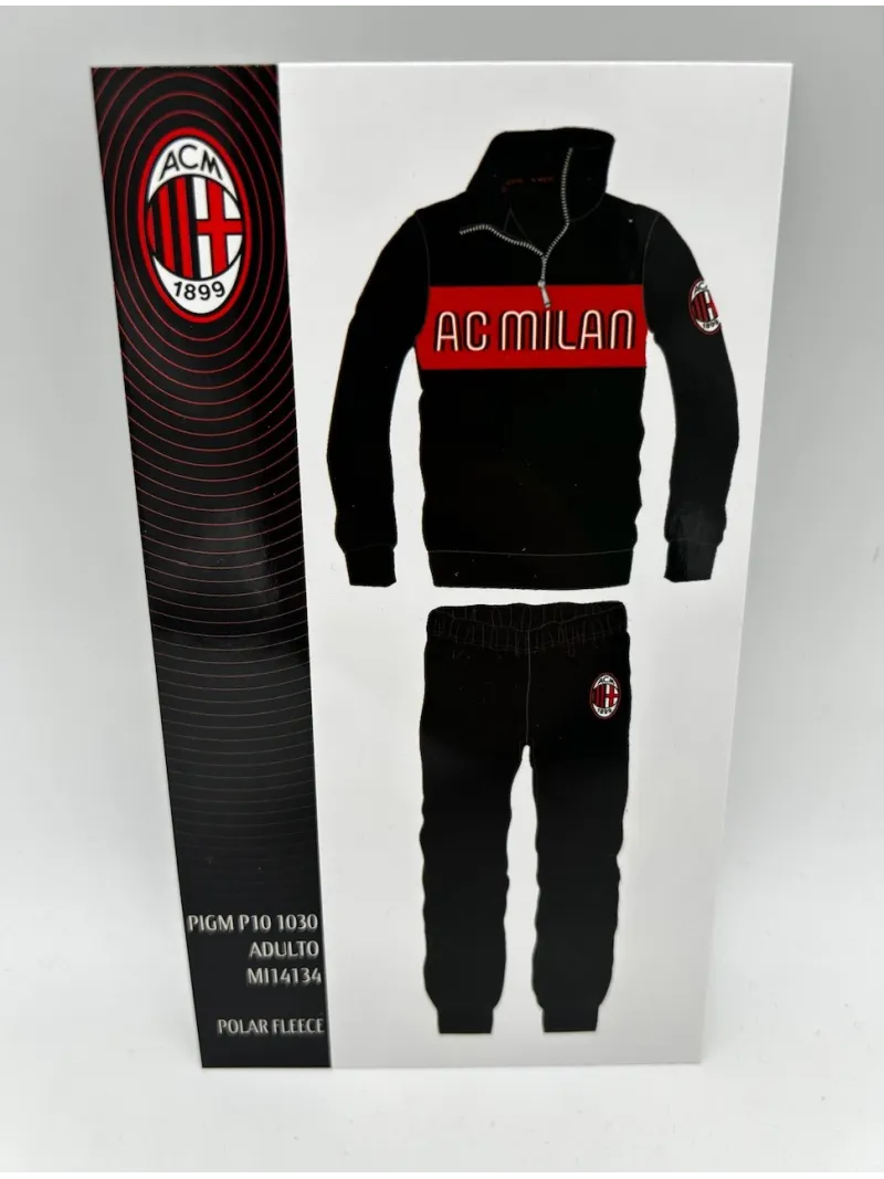 Acquista ora PIGIAMA TUTA UOMO PILE MEZZA ZIP E FULL ZIP COLLECTION 2025-2026 HERMET AC MILAN PIGMP101030 su nonsolointimo1994.c