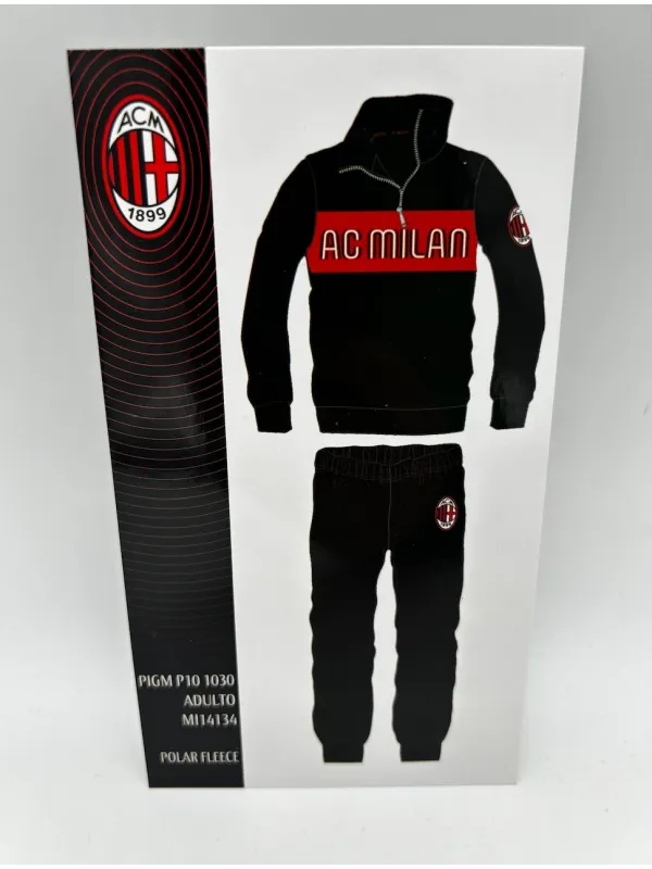Acquista ora PIGIAMA TUTA UOMO PILE MEZZA ZIP E FULL ZIP COLLECTION 2025-2026 HERMET AC MILAN PIGMP101030 su nonsolointimo1994.c