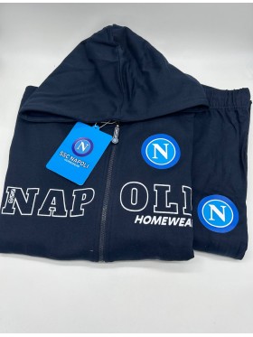 TUTA RAGAZZO SOTTUOMO FELPA FULL ZIP CON CAPPUCCIO MANICA LUNGA ZERO&CO. SSC NAPOLI CNF201AJ