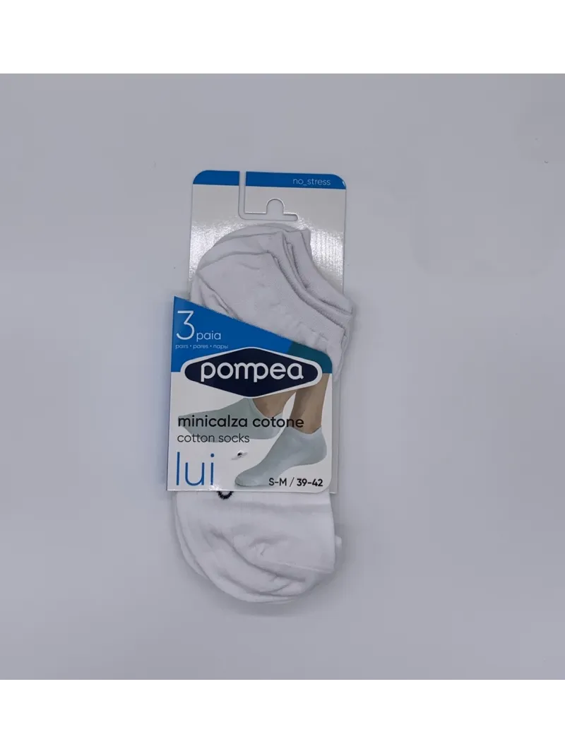 Vendita POMPEA Pack 3 Paia Fantasmini Unisex Uomo e Donna Blu Nero Bianco Cotone