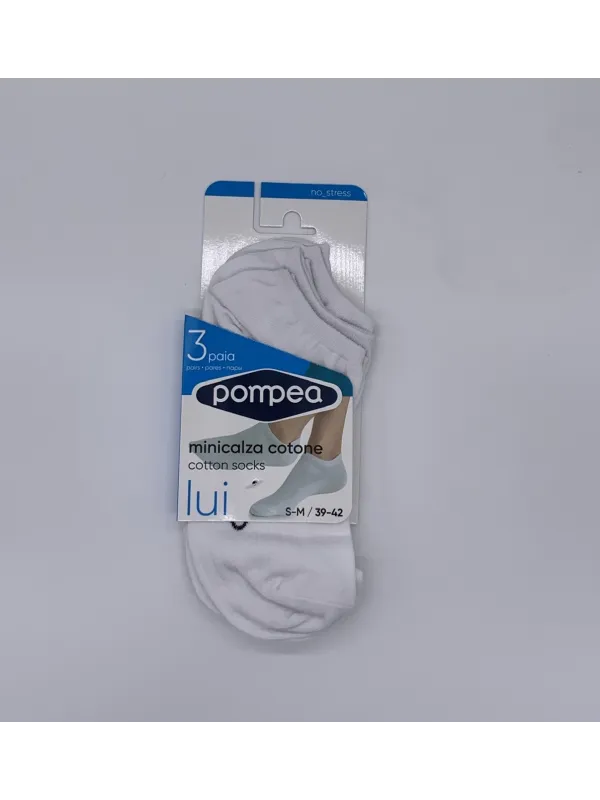 Vendita POMPEA Pack 3 Paia Fantasmini Unisex Uomo e Donna Blu Nero Bianco Cotone