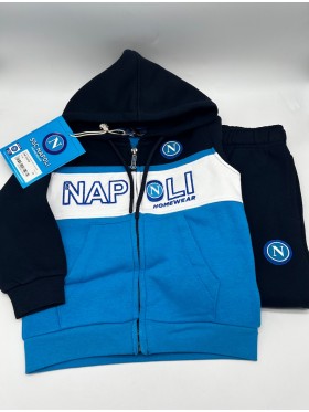 TUTA RAGAZZO SOTTUOMO FELPA FULL ZIP CON CAPPUCCIO MANICA LUNGA ZERO&CO. SSC NAPOLI CNF200AJ