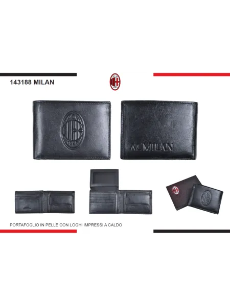 PORTAFOGLIO PORTACARTE UOMO VERA PELLE ENZO CASTELLANO AC MILAN 143188 2