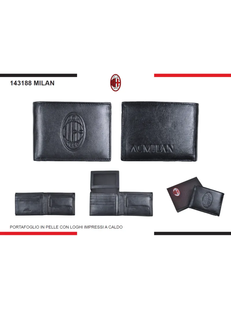 PORTAFOGLIO PORTACARTE UOMO VERA PELLE ENZO CASTELLANO AC MILAN 143188