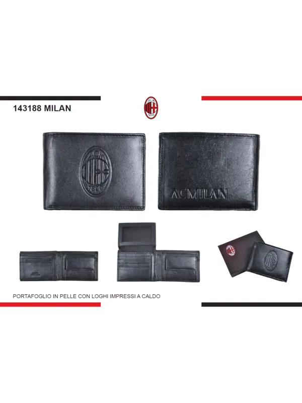 PORTAFOGLIO PORTACARTE UOMO VERA PELLE ENZO CASTELLANO AC MILAN 143188