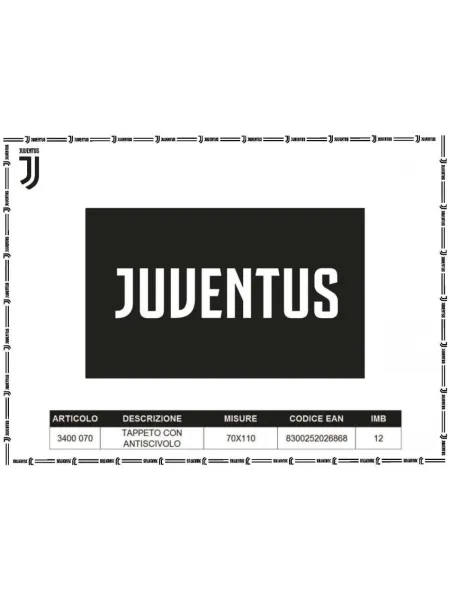 TAPPETO ARREDO CON ANTISCIVOLO 70x110 HERMET FC JUVENTUS 2